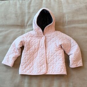 Macys Baby reversible Light Pink/Floral Quilted Hooded Baby Jacket 12months